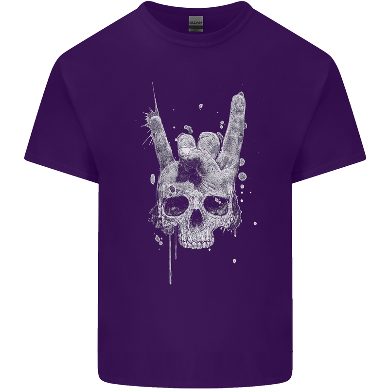 Rock n Roll Music Salute Skull Biker Gothic Mens Cotton T-Shirt Tee Top Purple