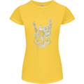 Rock n Roll Music Salute Skull Biker Gothic Womens Petite Cut T-Shirt Yellow