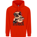Rock n Roll Pug Funny Guitar Heavy Metal Mens 80% Cotton Hoodie Bright Red