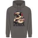 Rock n Roll Pug Funny Guitar Heavy Metal Mens 80% Cotton Hoodie Charcoal