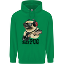 Rock n Roll Pug Funny Guitar Heavy Metal Mens 80% Cotton Hoodie Irish Green