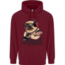 Rock n Roll Pug Funny Guitar Heavy Metal Mens 80% Cotton Hoodie Maroon