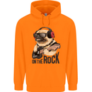 Rock n Roll Pug Funny Guitar Heavy Metal Mens 80% Cotton Hoodie Orange