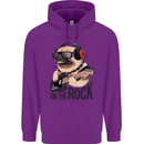 Rock n Roll Pug Funny Guitar Heavy Metal Mens 80% Cotton Hoodie Purple