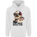 Rock n Roll Pug Funny Guitar Heavy Metal Mens 80% Cotton Hoodie White