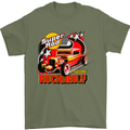 Rockabily Hot Rod Hotrod Dragster Mens T-Shirt Cotton Gildan Military Green