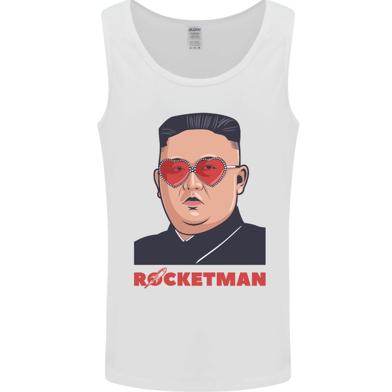 Rocket Man Kim Jong-un Missile Test Funny Mens Vest Tank Top White