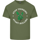 Rolling Funny Bong Weed Cannabis Drugs Mens Cotton T-Shirt Tee Top Military Green