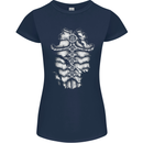 Roman Armour Fancy Dress Warrior Gym MMA Womens Petite Cut T-Shirt Navy Blue