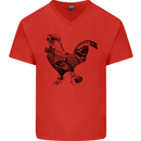 Rooster Camera Photography Photographer Mens V-Neck Cotton T-Shirt Red