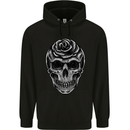 Rose Skull Biker Gothic Mens Hoodie Black