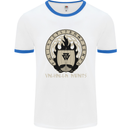 Vikings Valhalla Awaits Valknut Symbol Odin Mens White Ringer T-Shirt White/Royal Blue