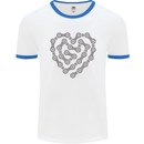 Bike Heart Chain Cycling Biker Motorcycle Mens White Ringer T-Shirt White/Royal Blue