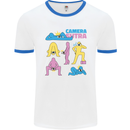 Camera Sutra Photography Photographer Funny Mens White Ringer T-Shirt White/Royal Blue