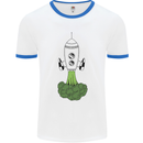 Smoked Broccoli Mens White Ringer T-Shirt White/Royal Blue
