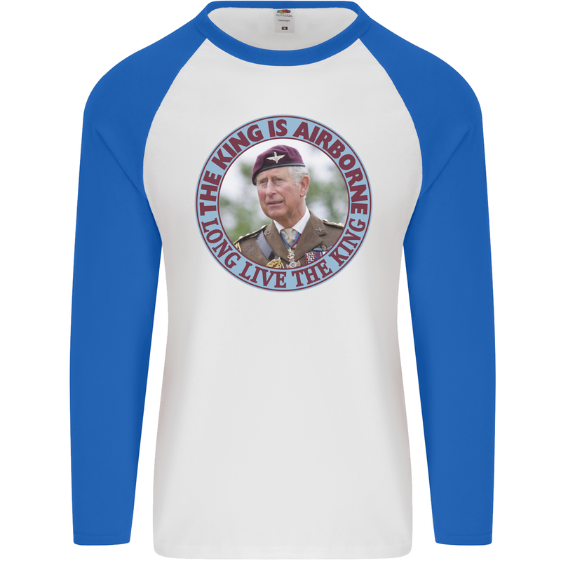 King Airborne Mens L/S Baseball T-Shirt White/Royal Blue