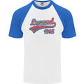 Legend Since 58th Birthday 1965 Mens S/S Baseball T-Shirt White/Royal Blue