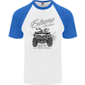 ATV All Terrain Vehicle 4X4 Quad Bike Mens S/S Baseball T-Shirt White/Royal Blue