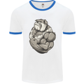 Bulldog Gym Bodybuilding Training Top Mens White Ringer T-Shirt White/Royal Blue