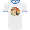 Dogs Beagle With a Retro Sunset Background Mens White Ringer T-Shirt White/Royal Blue