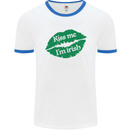 Kiss Me I'm Irish St. Patrick's Day Mens White Ringer T-Shirt White/Royal Blue