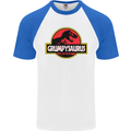 Grumpysaurus Funny Grumpy Old Git Man Mens S/S Baseball T-Shirt White/Royal Blue