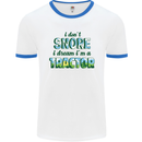 I Dont Snore I Dream Tractor Farmer Farming Mens White Ringer T-Shirt White/Royal Blue