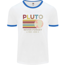 Pluto Never Forget Space Astronomy Planet Mens White Ringer T-Shirt White/Royal Blue