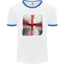 Dissolving England Flag St. George's Skull Mens White Ringer T-Shirt White/Royal Blue