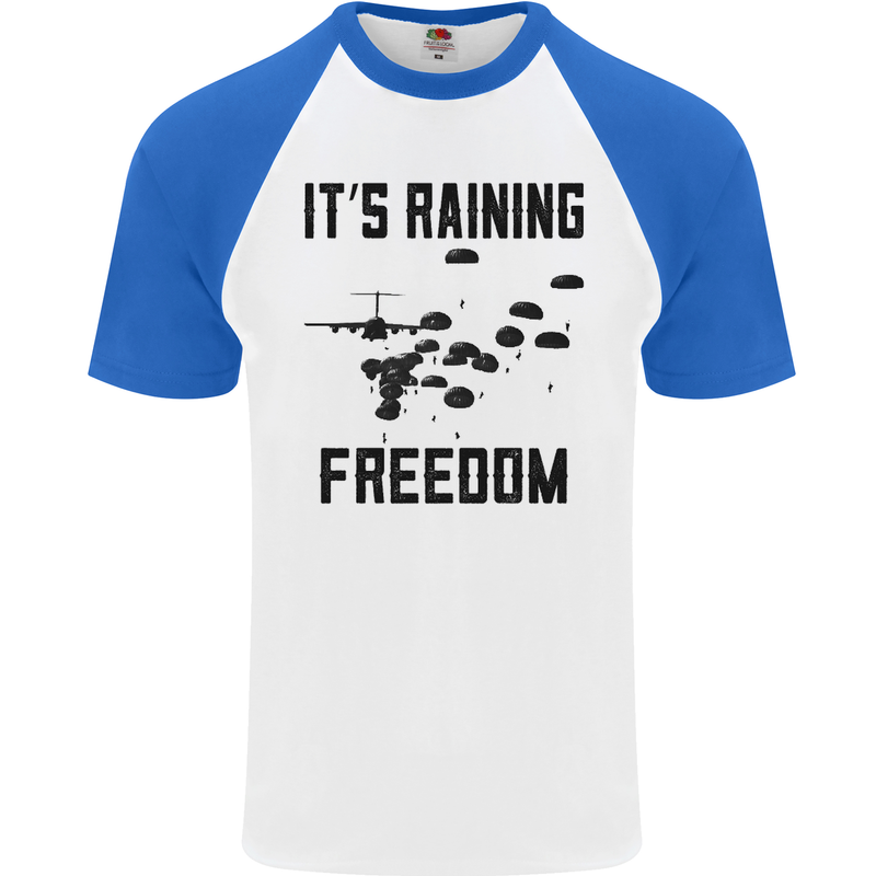 Freedom Parachute Regiment Para 1 2 3 4 10 Mens S/S Baseball T-Shirt White/Royal Blue