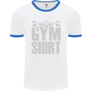 Gym Training Top Bodybuilding Weightlifting Mens White Ringer T-Shirt White/Royal Blue