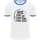 Here Fishy Fishy Funny Fishing Fisherman Mens White Ringer T-Shirt White/Royal Blue