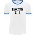 New York City as Worn by John Lennon Mens White Ringer T-Shirt White/Royal Blue