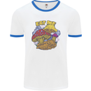 Eat Me Mushroom Fungi Mycology Mens Ringer T-Shirt White/Royal Blue