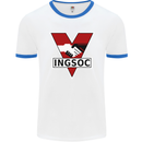 INGSOC George Orwell English Socialism 1994 Mens White Ringer T-Shirt White/Royal Blue