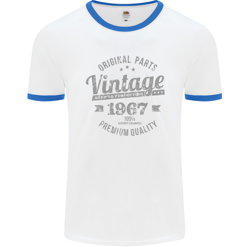 Vintage Year 56th Birthday 1967 Mens Ringer T-Shirt White/Royal Blue