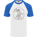 Guitar Vitruvian Man Guitarist Mens S/S Baseball T-Shirt White/Royal Blue