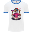 Bad Santa Claus Funny Skull Beer Alcohol Mens Ringer T-Shirt White/Royal Blue