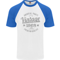 Vintage Year 55th Birthday 1968 Mens S/S Baseball T-Shirt White/Royal Blue