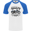 Legendary Motorcycles Biker Cafe Racer Mens S/S Baseball T-Shirt White/Royal Blue