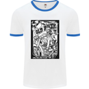 Old Biker Loud Fast Built to Last Motorbike Mens White Ringer T-Shirt White/Royal Blue