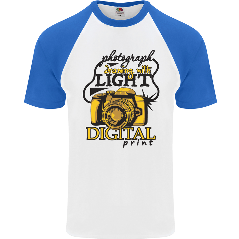 Photography Drawing With Light Photographer Mens S/S Baseball T-Shirt White/Royal Blue