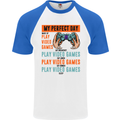 My Perfect Day Video Games Gaming Gamer Mens S/S Baseball T-Shirt White/Royal Blue