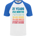 21st Birthday 21 Year Old Mens S/S Baseball T-Shirt White/Royal Blue