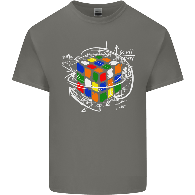 Rubik's Cube Equation Funny Puzzle Enigma Mens Cotton T-Shirt Tee Top Charcoal