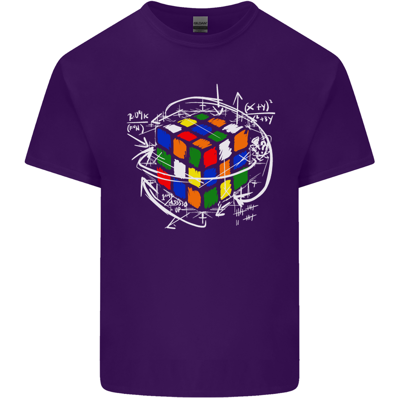 Rubik's Cube Equation Funny Puzzle Enigma Mens Cotton T-Shirt Tee Top Purple