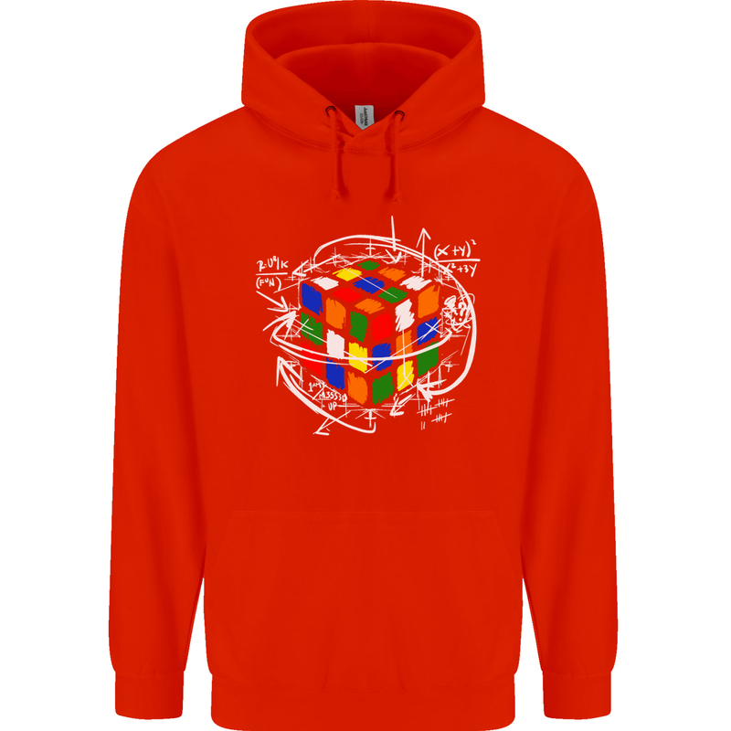 Rubix Cube Equation Funny Puzzle Enigma Childrens Kids Hoodie Bright Red
