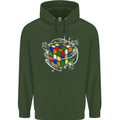 Rubix Cube Equation Funny Puzzle Enigma Childrens Kids Hoodie Forest Green