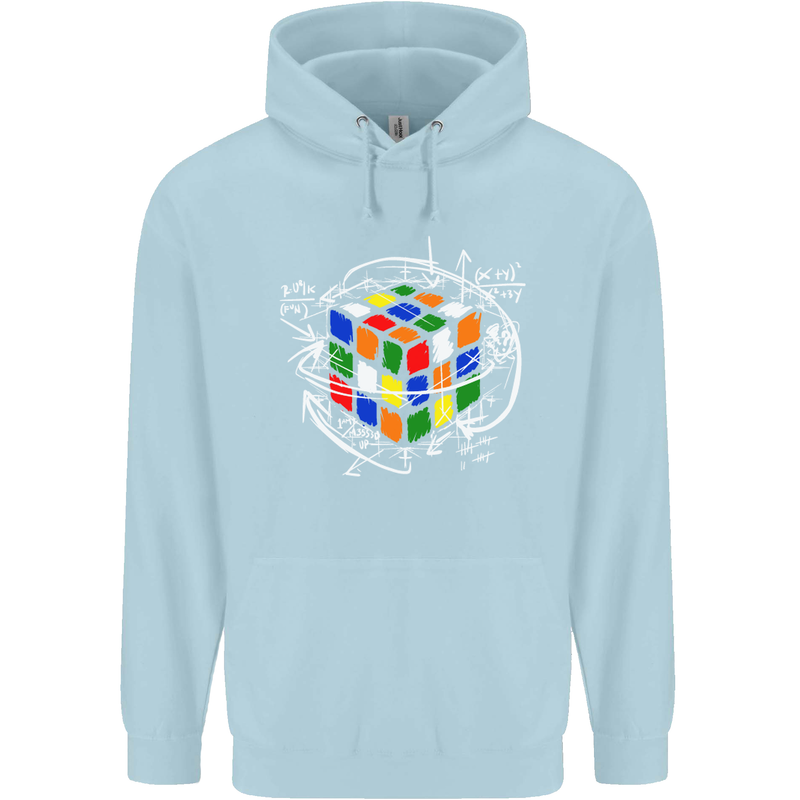 Rubix Cube Equation Funny Puzzle Enigma Childrens Kids Hoodie Light Blue