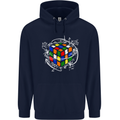Rubix Cube Equation Funny Puzzle Enigma Childrens Kids Hoodie Navy Blue
